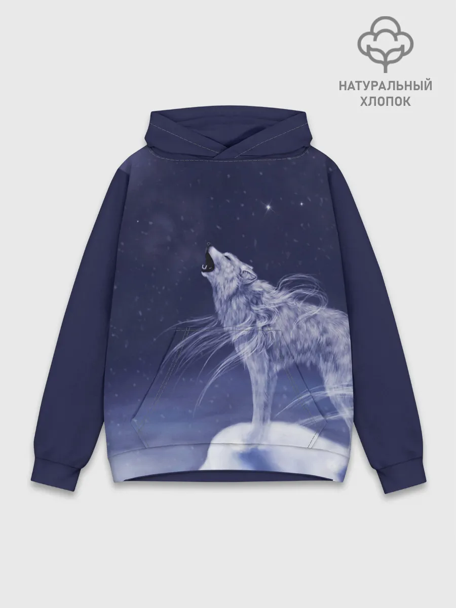 Худи мужской база хлопок / WOLF WHITE