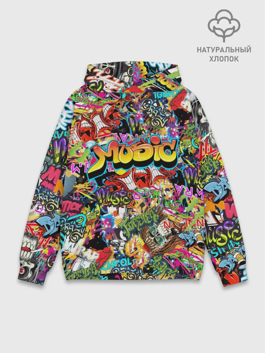 Худи мужской база хлопок / Граффити. Крейзи мьюзик