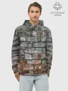 Худи мужской база хлопок / кирпичная стена потеки краска