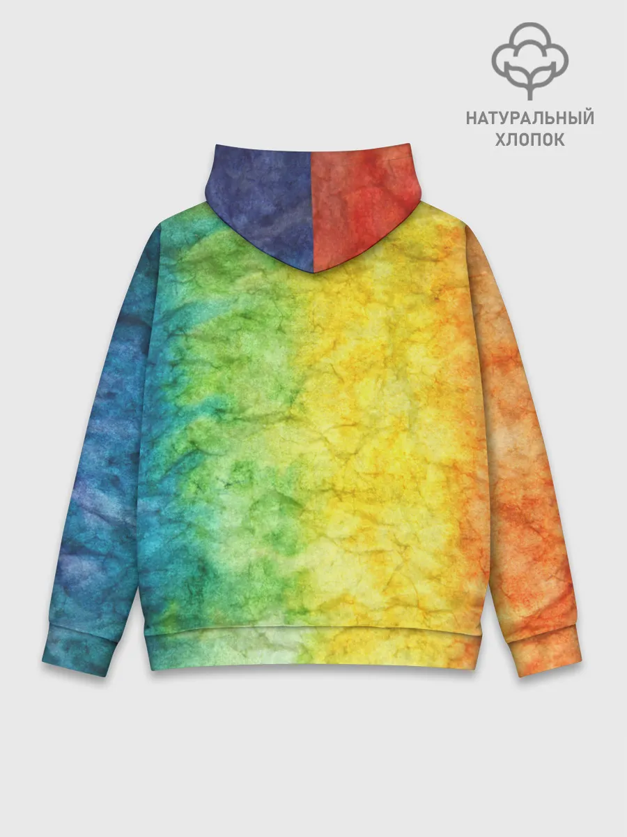 Худи мужской база хлопок / разноцветный акварель градиент