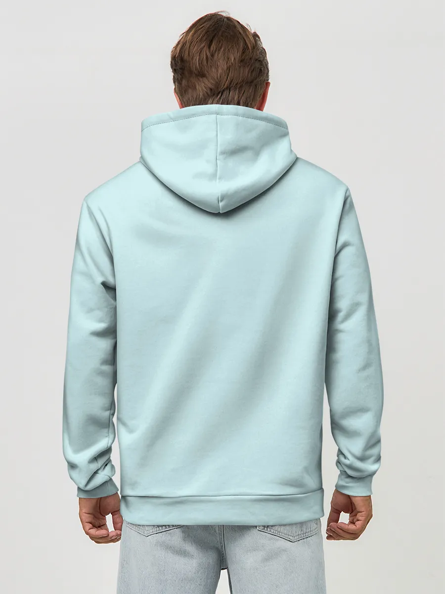 Худи мужской база хлопок / Белый котенок с клубком милый