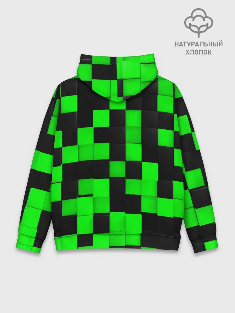 Худи мужской база хлопок / ЗЕЛЕНЫЕ КУБИКИ