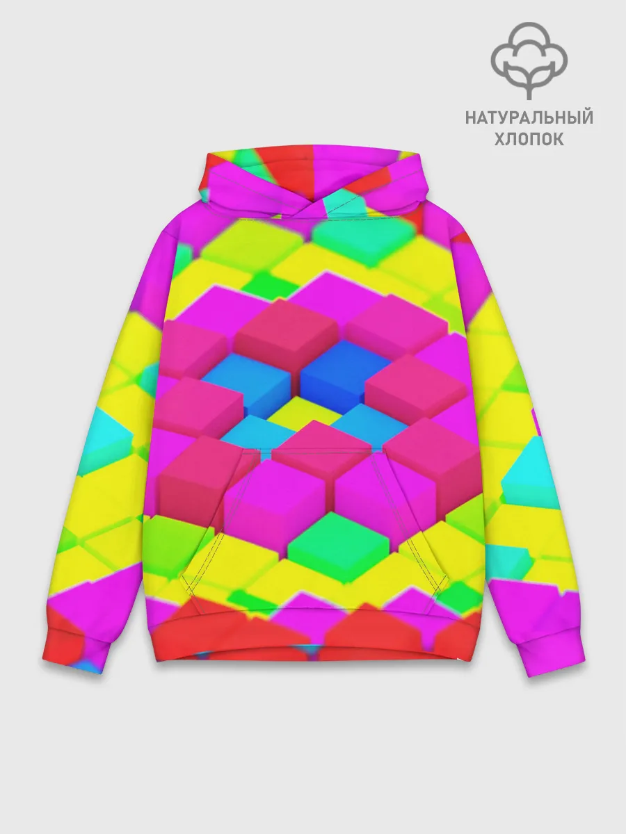 Худи мужской база хлопок / ЦВЕТНЫЕ КУБИКИ