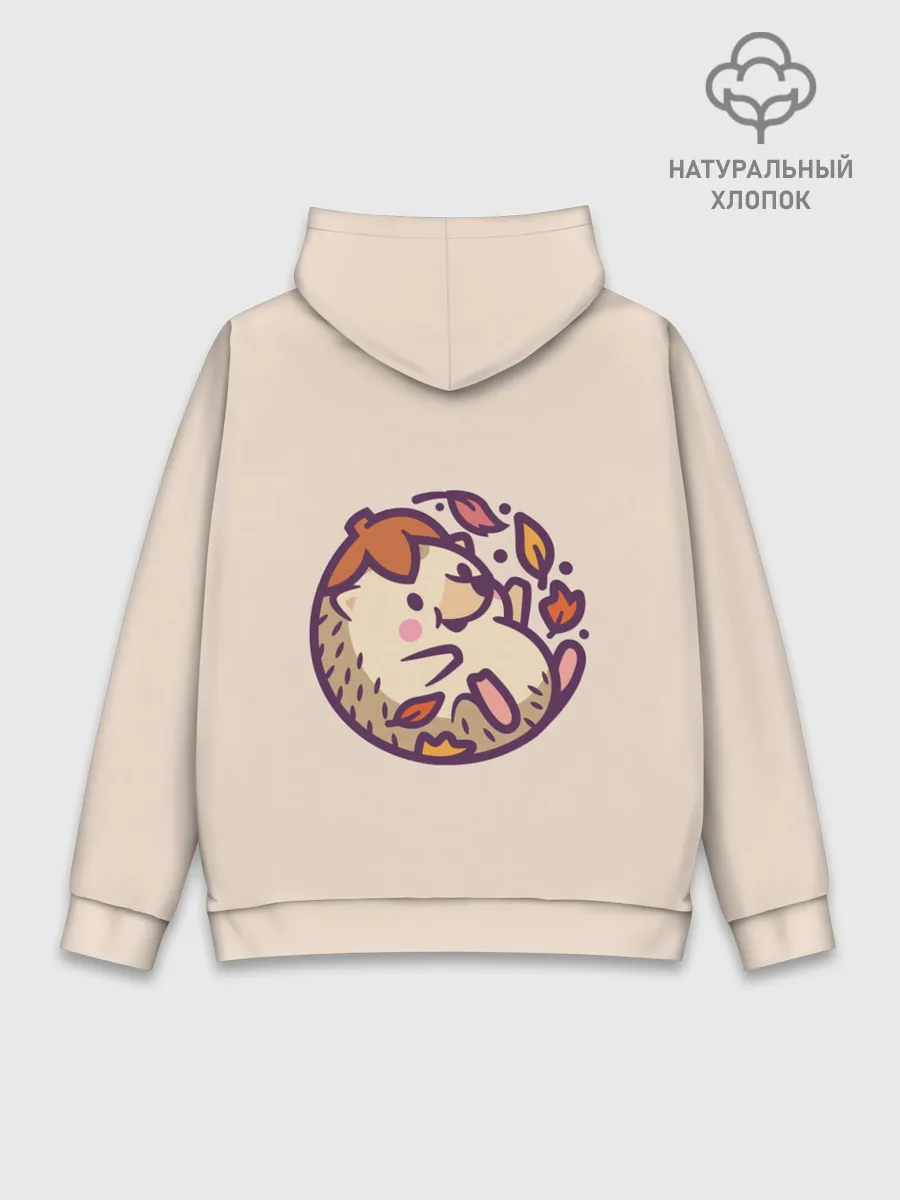 Худи мужской база хлопок / Ёжик листья милый рисунок