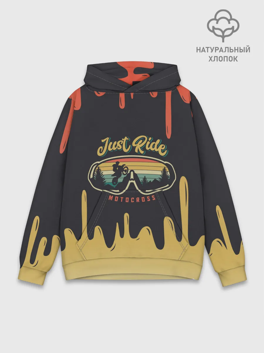 Худи мужской база хлопок / Just Ride MOTOCROSS | МОТОКРОСС