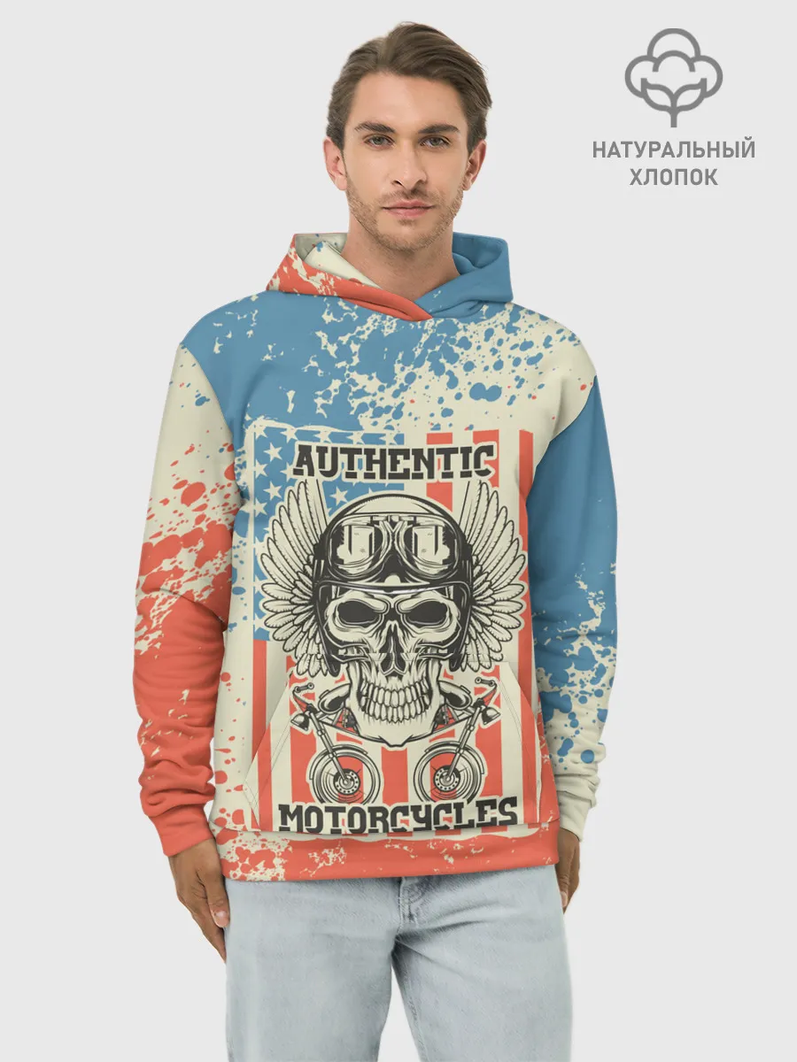 Худи мужской база хлопок / Authentic Motorcycle