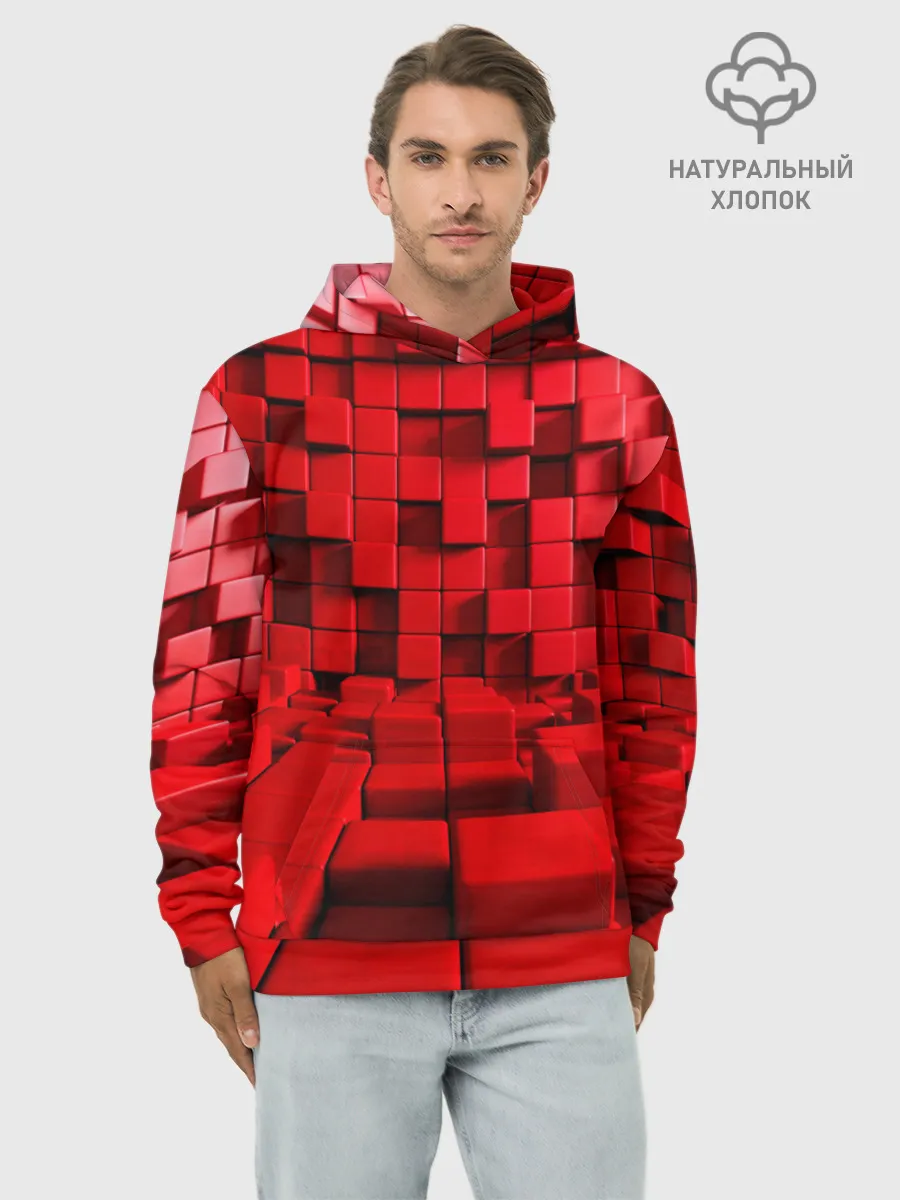 Худи мужской база хлопок / 3D кубики