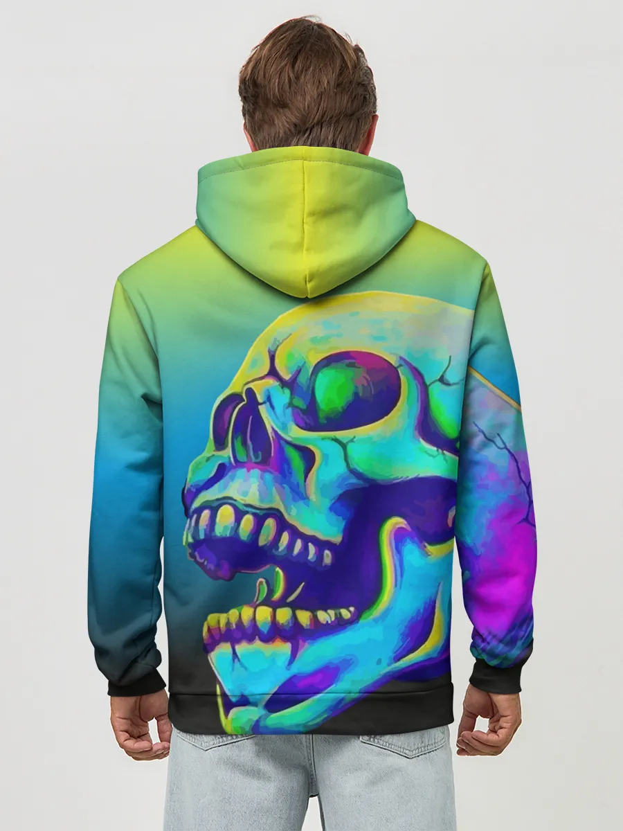 Худи мужской база хлопок / Neon skull