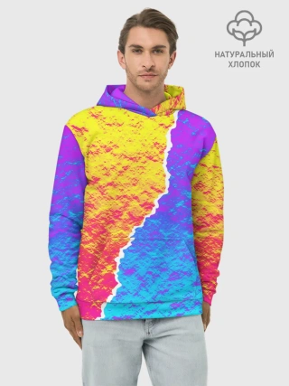 Худи мужской база хлопок / Цветные переливы