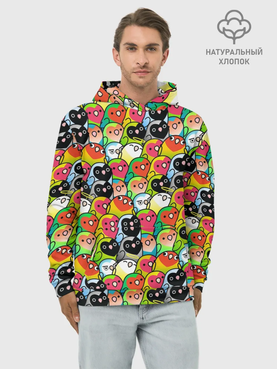 Худи мужской база хлопок / Папуги