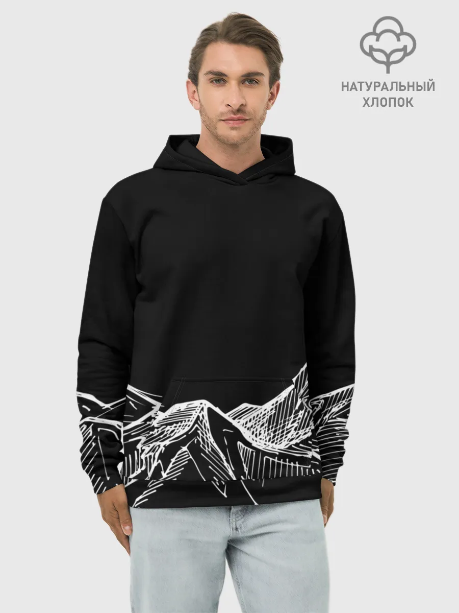 Худи мужской база хлопок / Горы