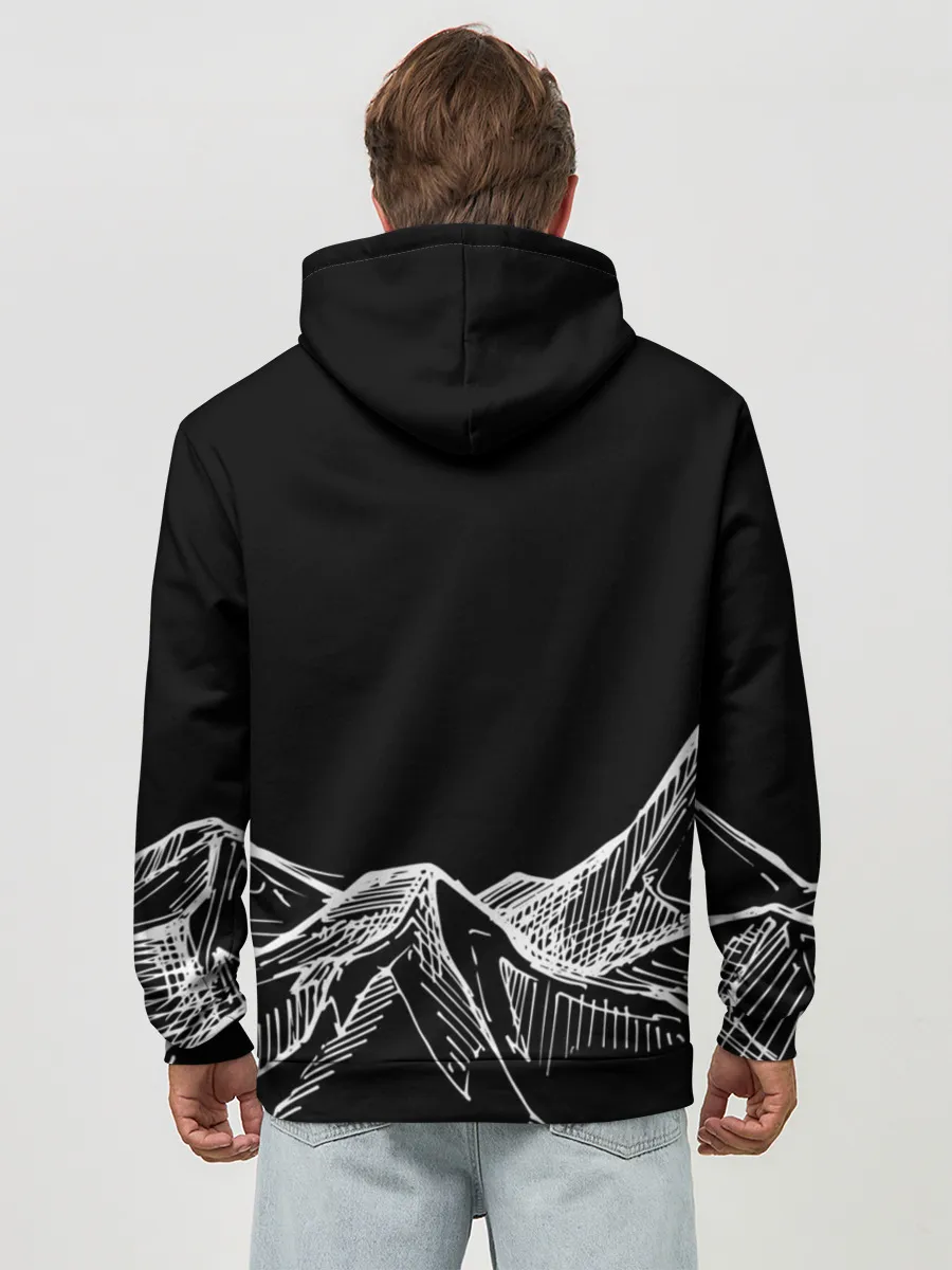 Худи мужской база хлопок / Горы