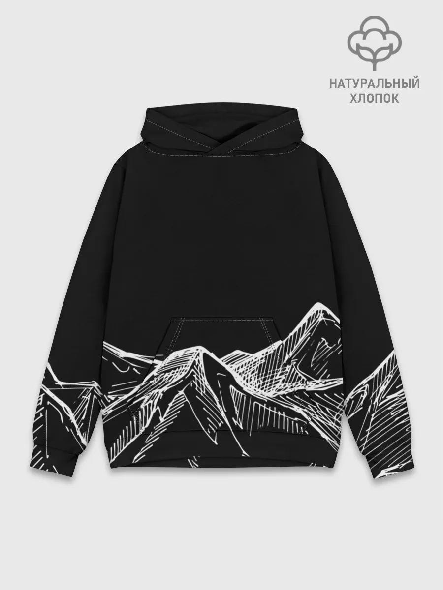 Худи мужской база хлопок / Горы