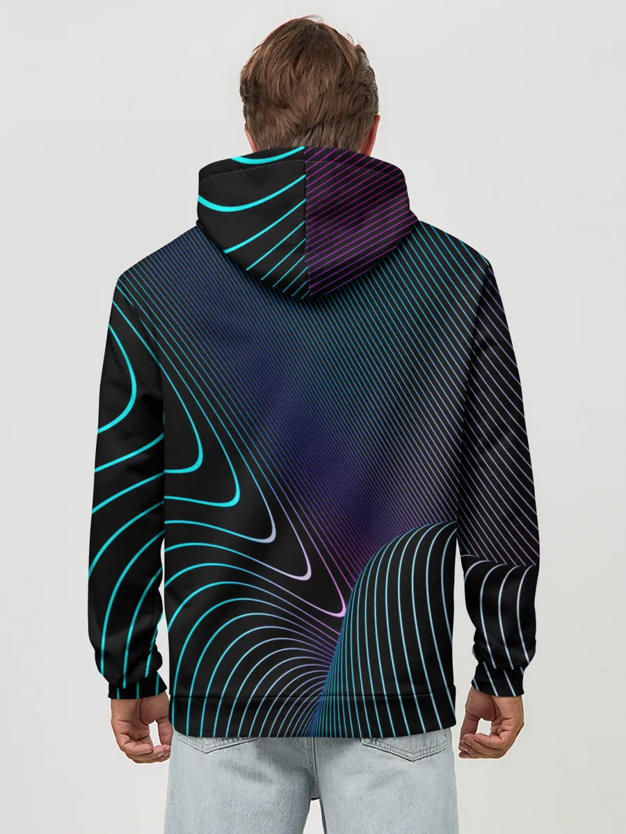 Худи мужской база хлопок / НЕОН STRIPES