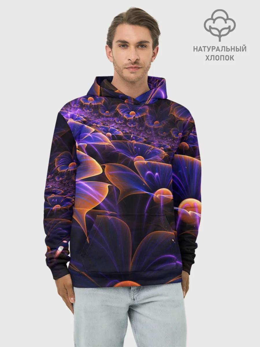Худи мужской база хлопок / Цветки во тьме