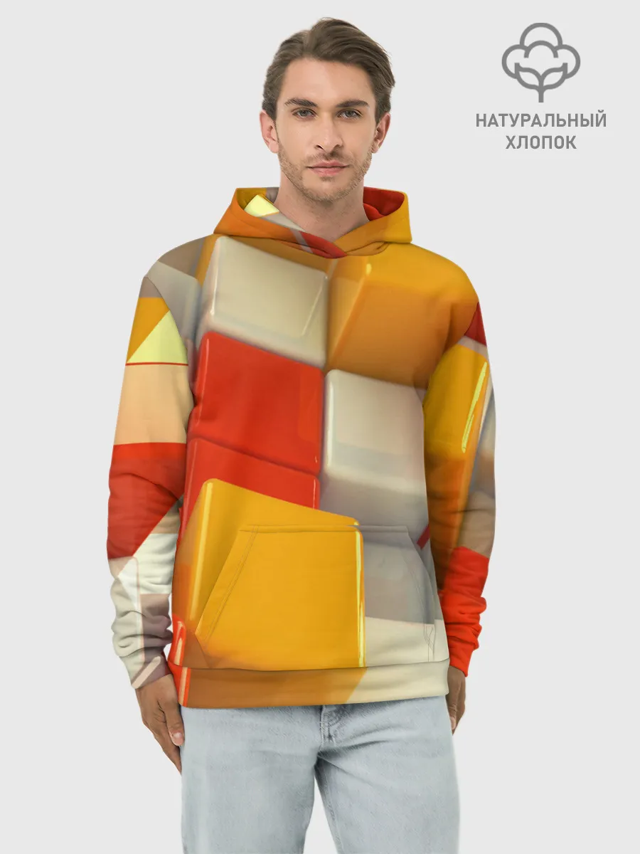 Худи мужской база хлопок / КУБЫ 3D