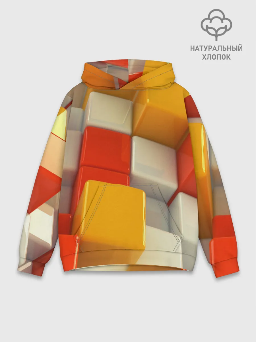 Худи мужской база хлопок / КУБЫ 3D