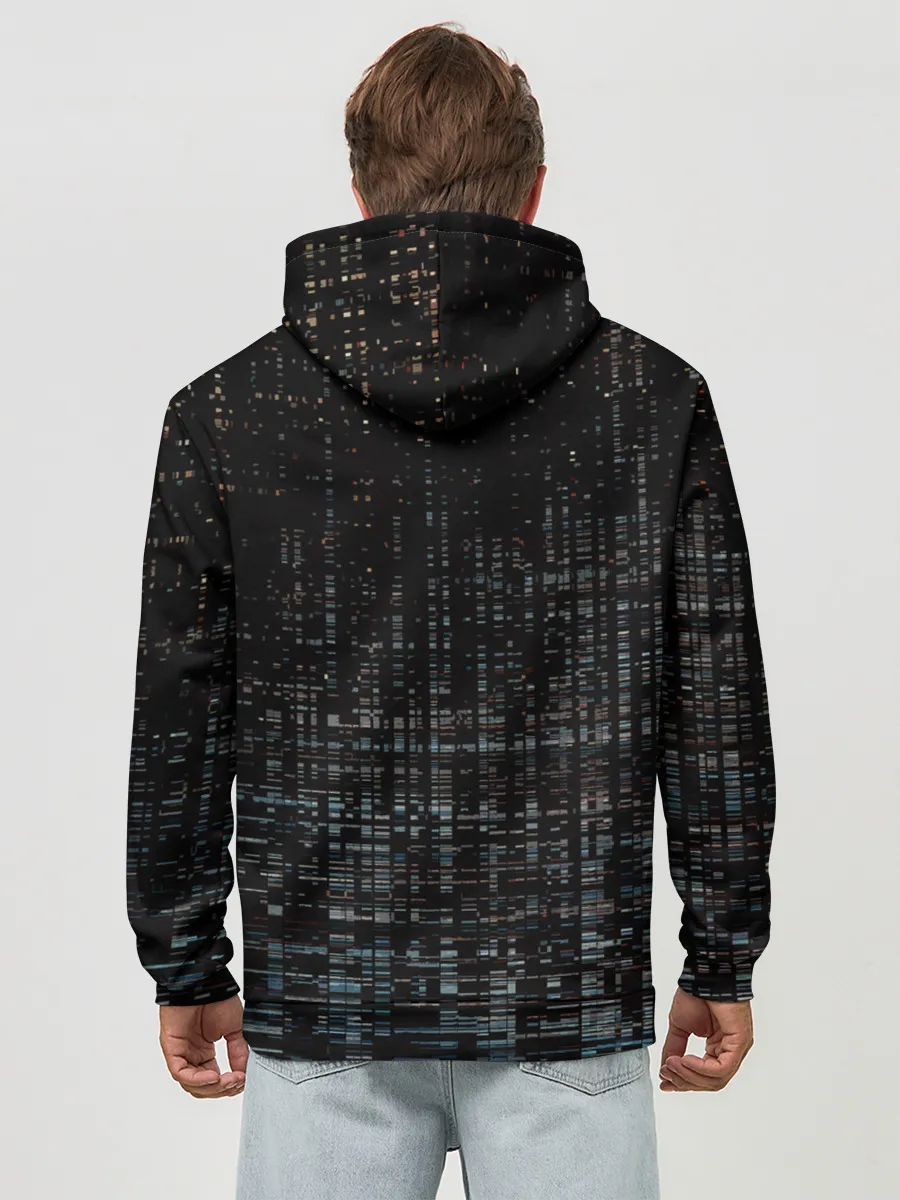 Худи мужской база хлопок / Глитч помехи ошибка текстура