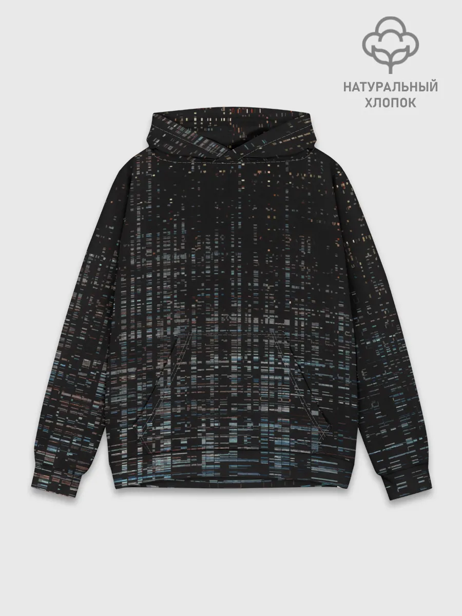 Худи мужской база хлопок / Глитч помехи ошибка текстура