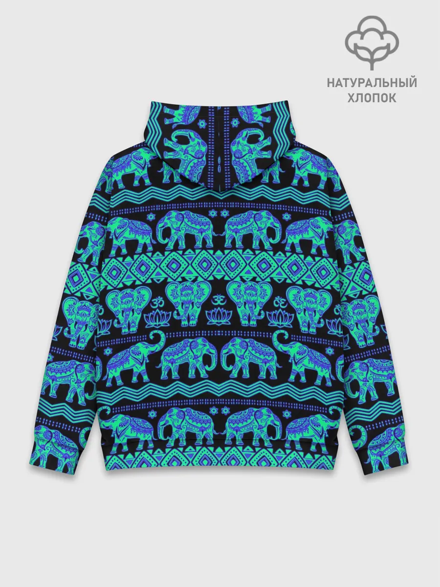 Худи мужской база хлопок / Слоны | Узоры