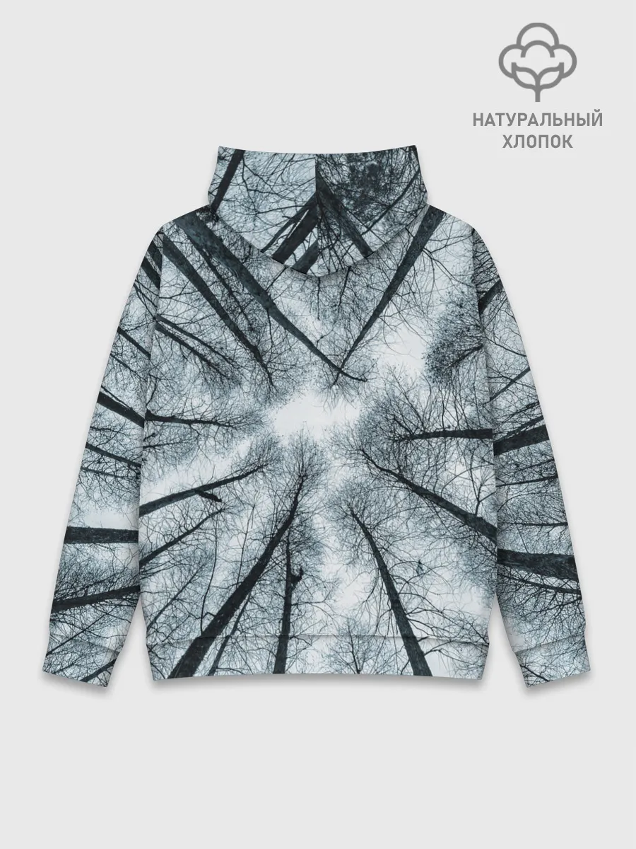 Худи мужской база хлопок / Деревья вид снизу мрачный