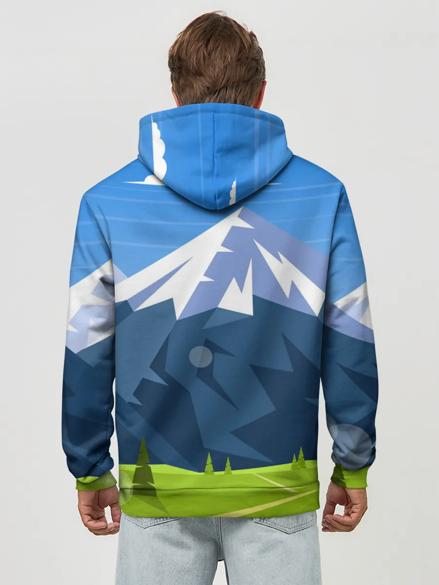 Худи мужской база хлопок / Горы пейзаж природа вектор