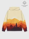 Худи мужской база хлопок / Горы закат пейзаж лиса арт