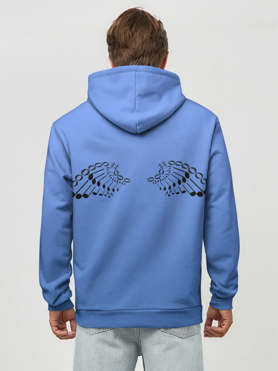 Худи мужской база хлопок / Скрипичный ключ и крылья ноты