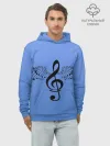 Худи мужской база хлопок / Скрипичный ключ и крылья ноты