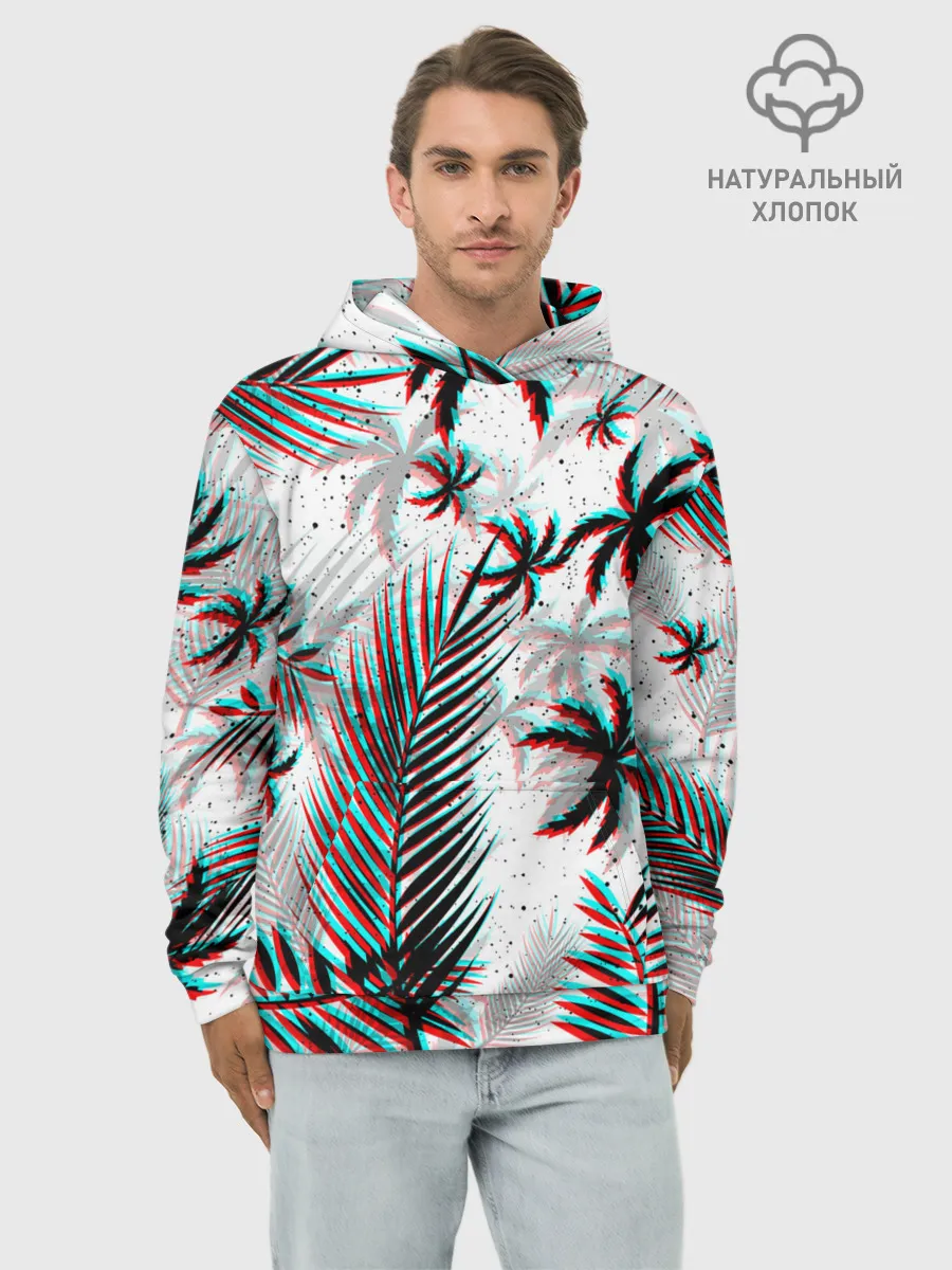 Худи мужской база хлопок / ПАЛЬМЫ | TROPICAL GLITCH