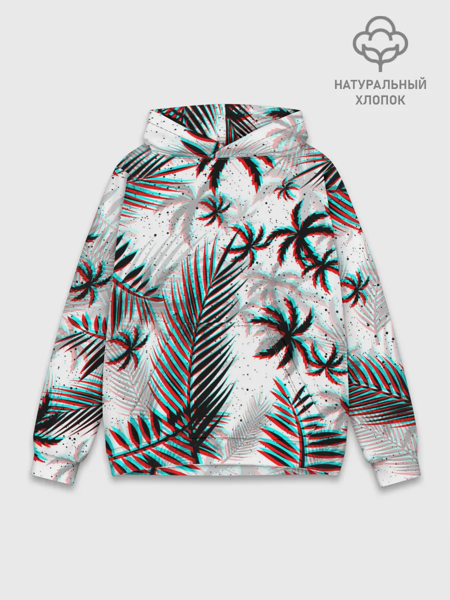 Худи мужской база хлопок / ПАЛЬМЫ | TROPICAL GLITCH