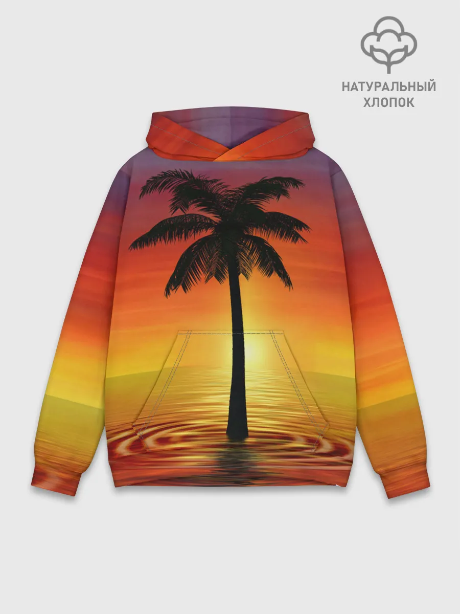 Худи мужской база хлопок / ТРОПИЧЕСКИЕ ПАЛЬМЫ.