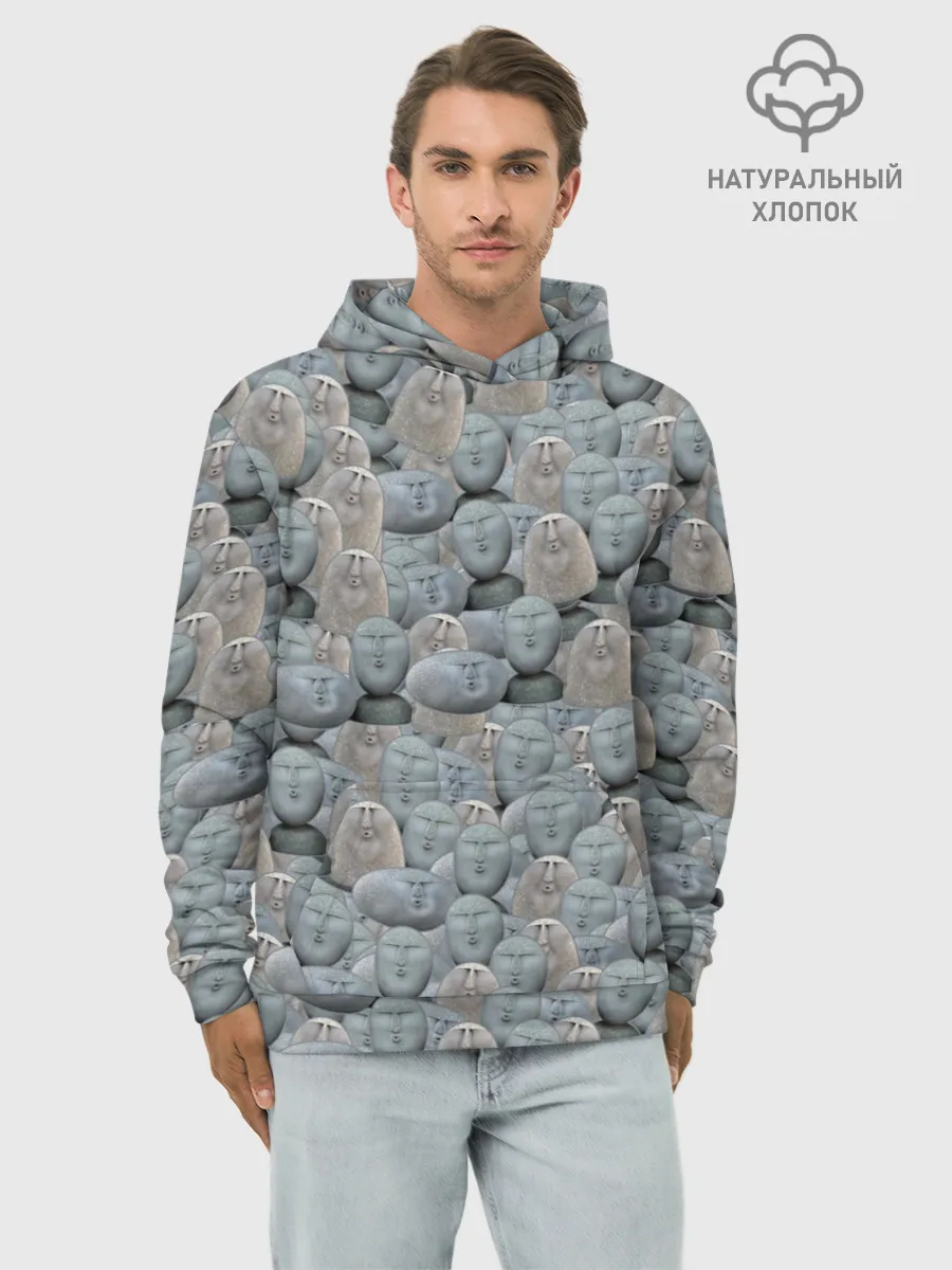 Худи мужской база хлопок / Каменные лица 3D МЕМ 2020
