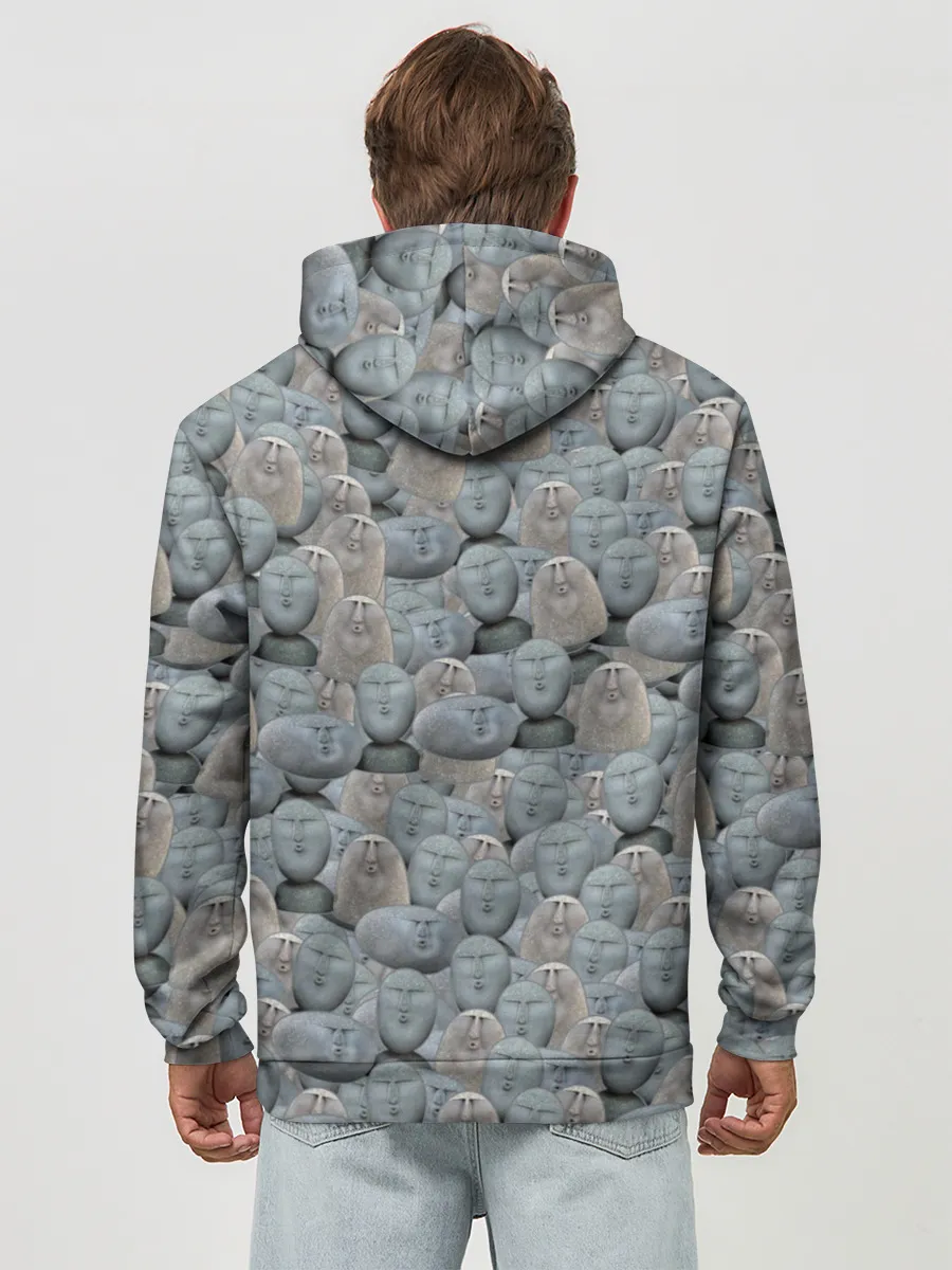 Худи мужской база хлопок / Каменные лица 3D МЕМ 2020