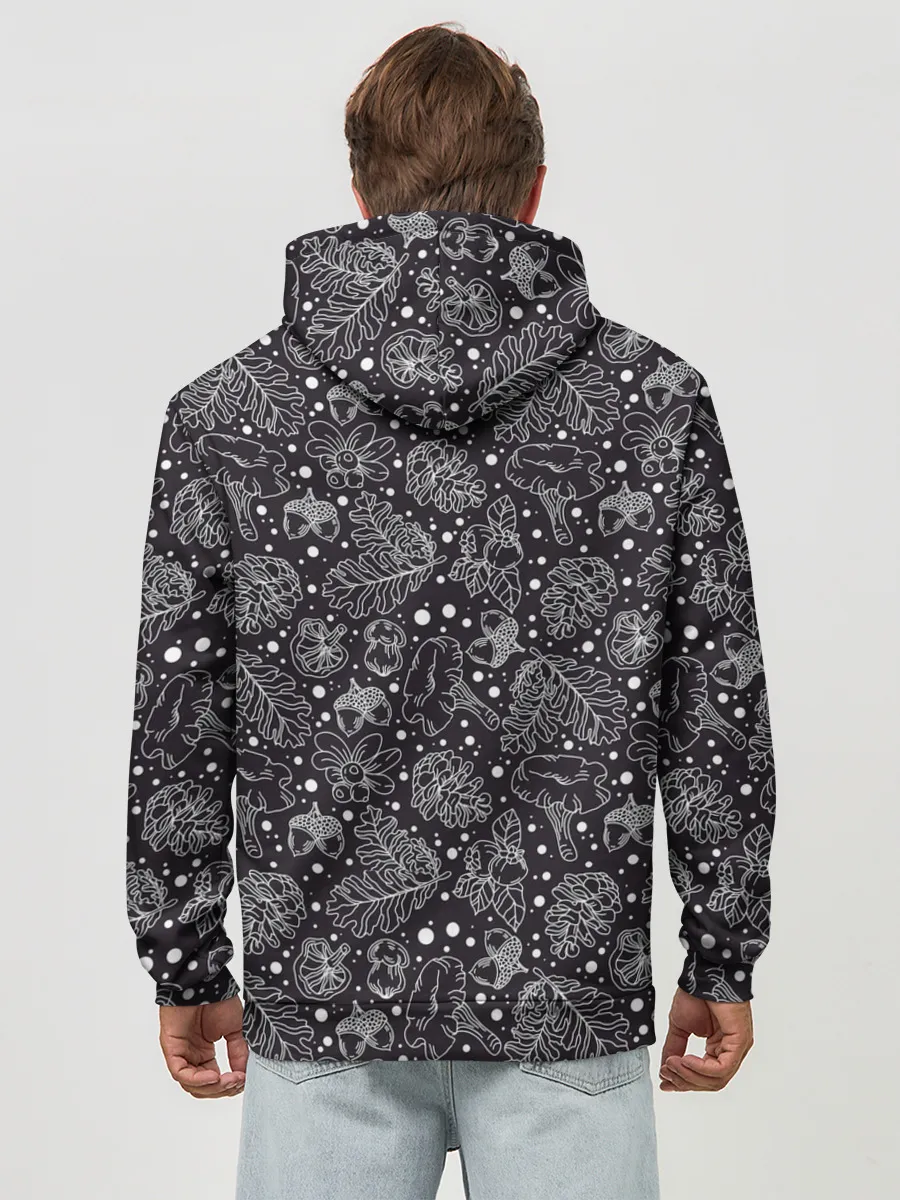 Худи мужской база хлопок / Паттерн «Ночной лес»