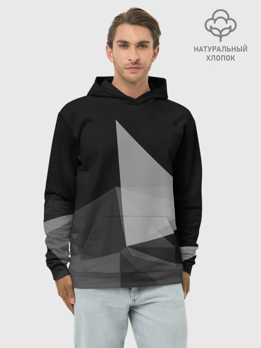 Худи мужской база хлопок / Camo - Black & White