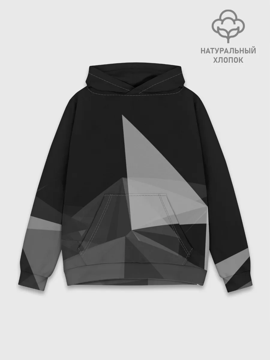 Худи мужской база хлопок / Camo - Black & White