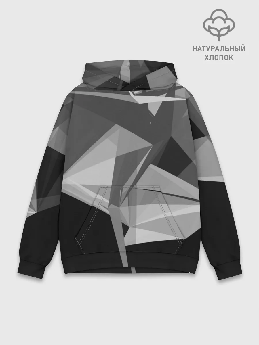 Худи мужской база хлопок / Camo - Black & White