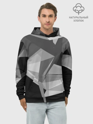 Худи мужской база хлопок / Camo - Black & White