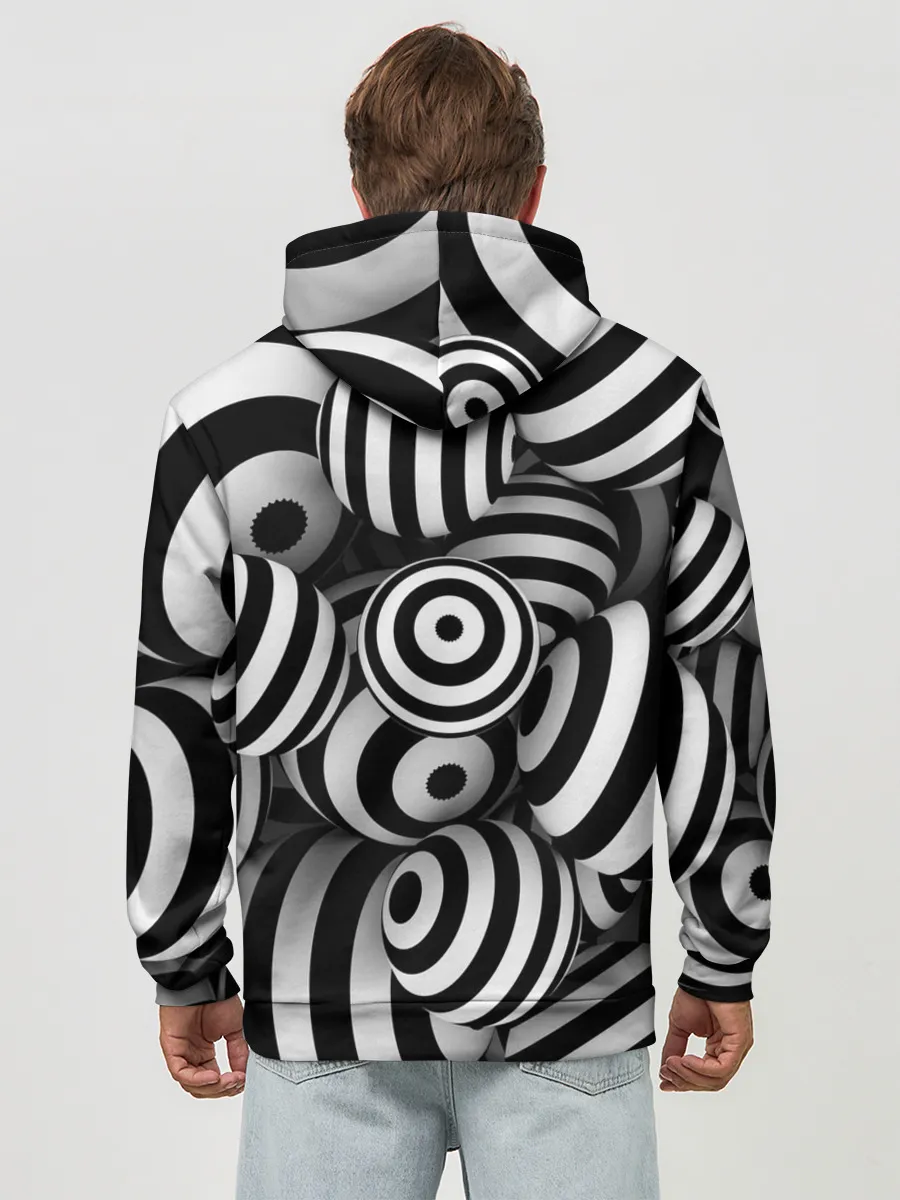 Худи мужской база хлопок / Полосатые 3D круги