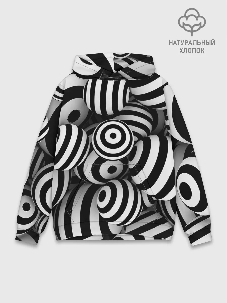 Худи мужской база хлопок / Полосатые 3D круги