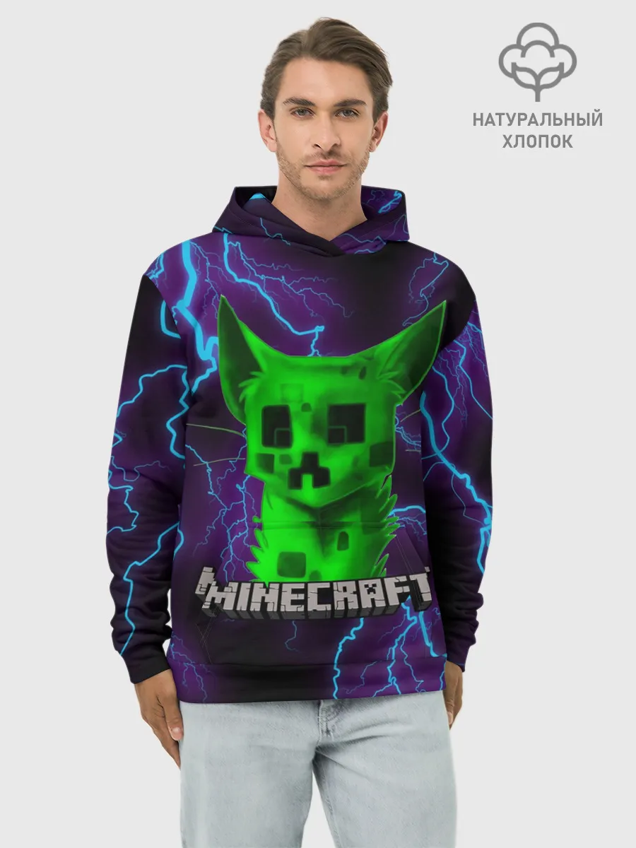 Худи мужской база хлопок / MINECRAFT CREEPER CAT