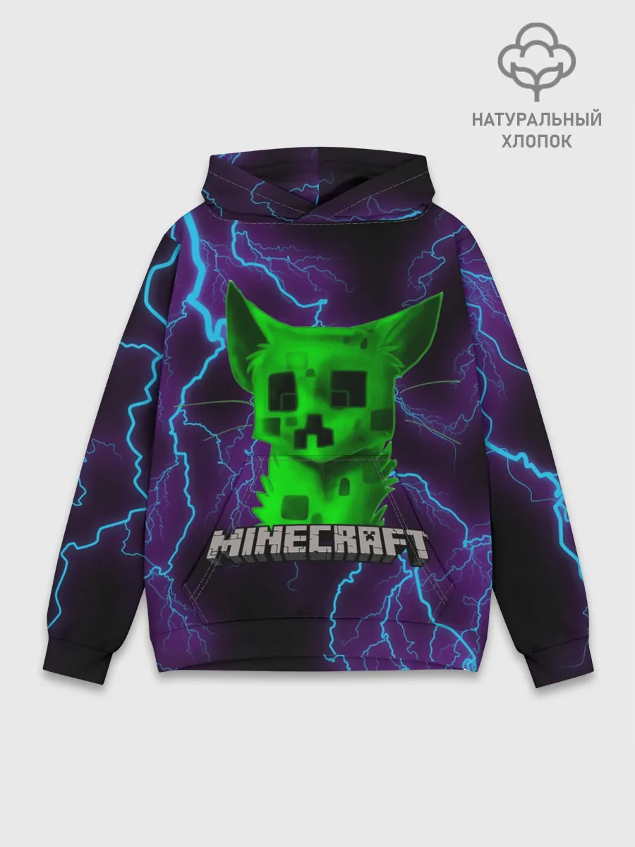 Худи мужской база хлопок / MINECRAFT CREEPER CAT