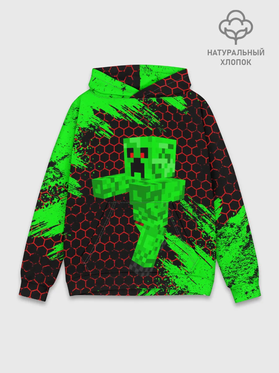 Худи мужской база хлопок / MINECRAFT CREEPER