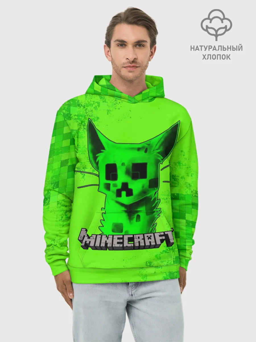 Худи мужской база хлопок / MINECRAFT CREEPER CAT