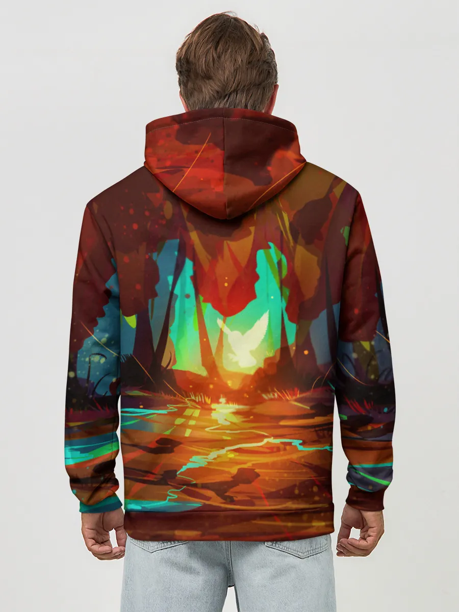 Худи мужской база хлопок / Птица света в волшебном лесу