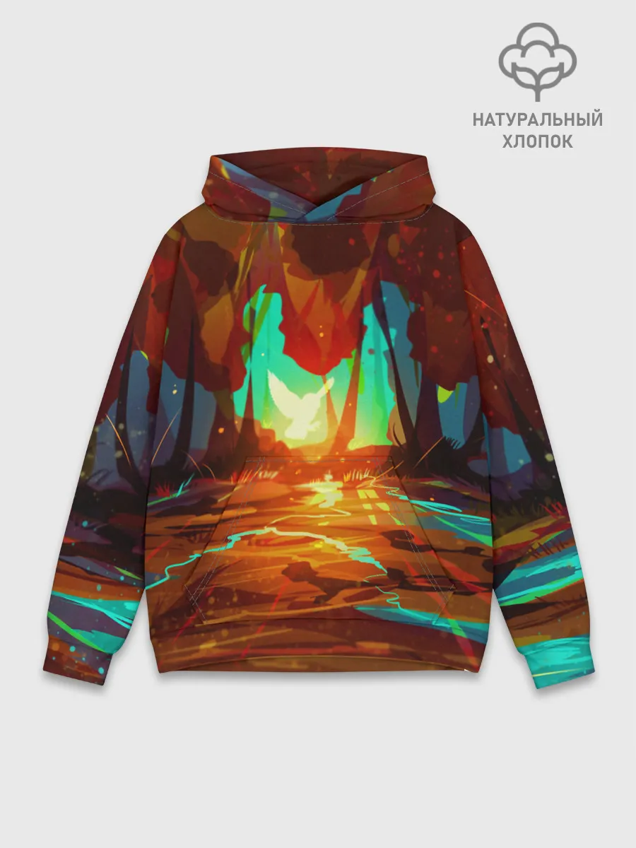 Худи мужской база хлопок / Птица света в волшебном лесу