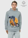 Худи мужской база хлопок / Космический велосипедист