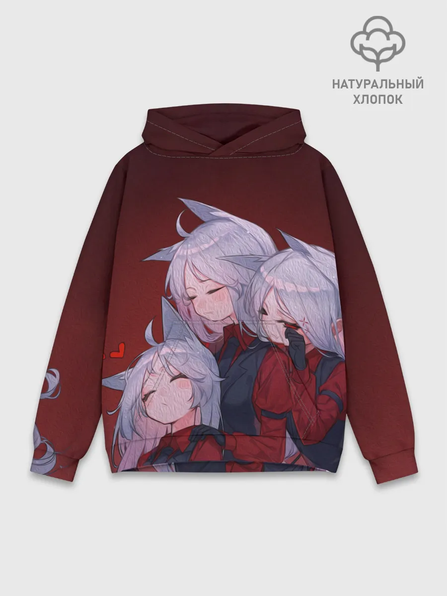 Худи мужской база хлопок / Cerberus обнимаются втроем Helltaker