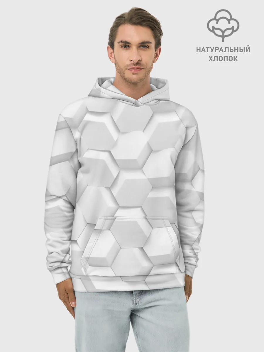 Худи мужской база хлопок / 3D WHITE